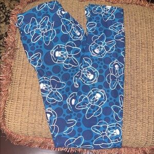 LulaRoe Disney One Size Minnie Mouse leggings, NEW, teal navy & white, fits 2-10